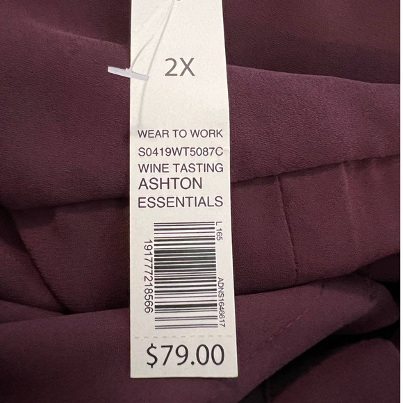 The Limited Women's Tunic Blouse Size 2X in Purple V-neck Roll Tab Sleeves New - Picture 6 of 6